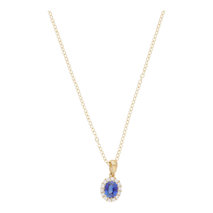 Sapphire and Diamond 18ct Yellow Gold Oval Cluster Necklace - Michael Jones Jeweller