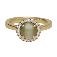Chrysoberyl and Diamond 18ct Yellow Gold Ring - Michael Jones Jeweller