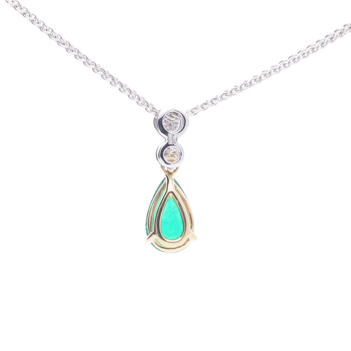 Emerald and Diamond 18ct White and Yellow Gold Pendant - Michael Jones Jeweller
