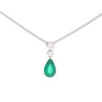 Emerald and Diamond 18ct White and Yellow Gold Pendant - Michael Jones Jeweller