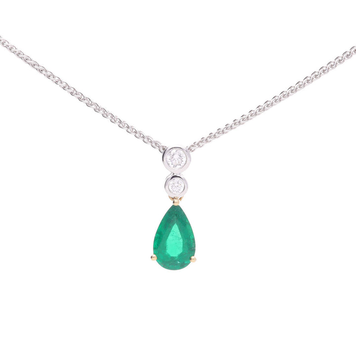 Emerald and Diamond 18ct White and Yellow Gold Pendant - Michael Jones Jeweller