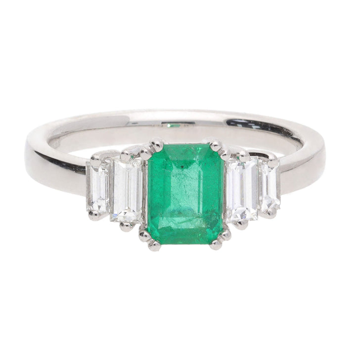 Emerald and Diamond Platinum Ring - Michael Jones Jeweller
