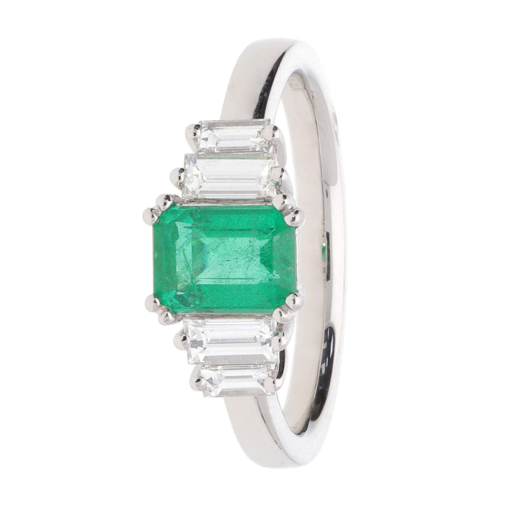 Emerald and Diamond Platinum Ring - Michael Jones Jeweller