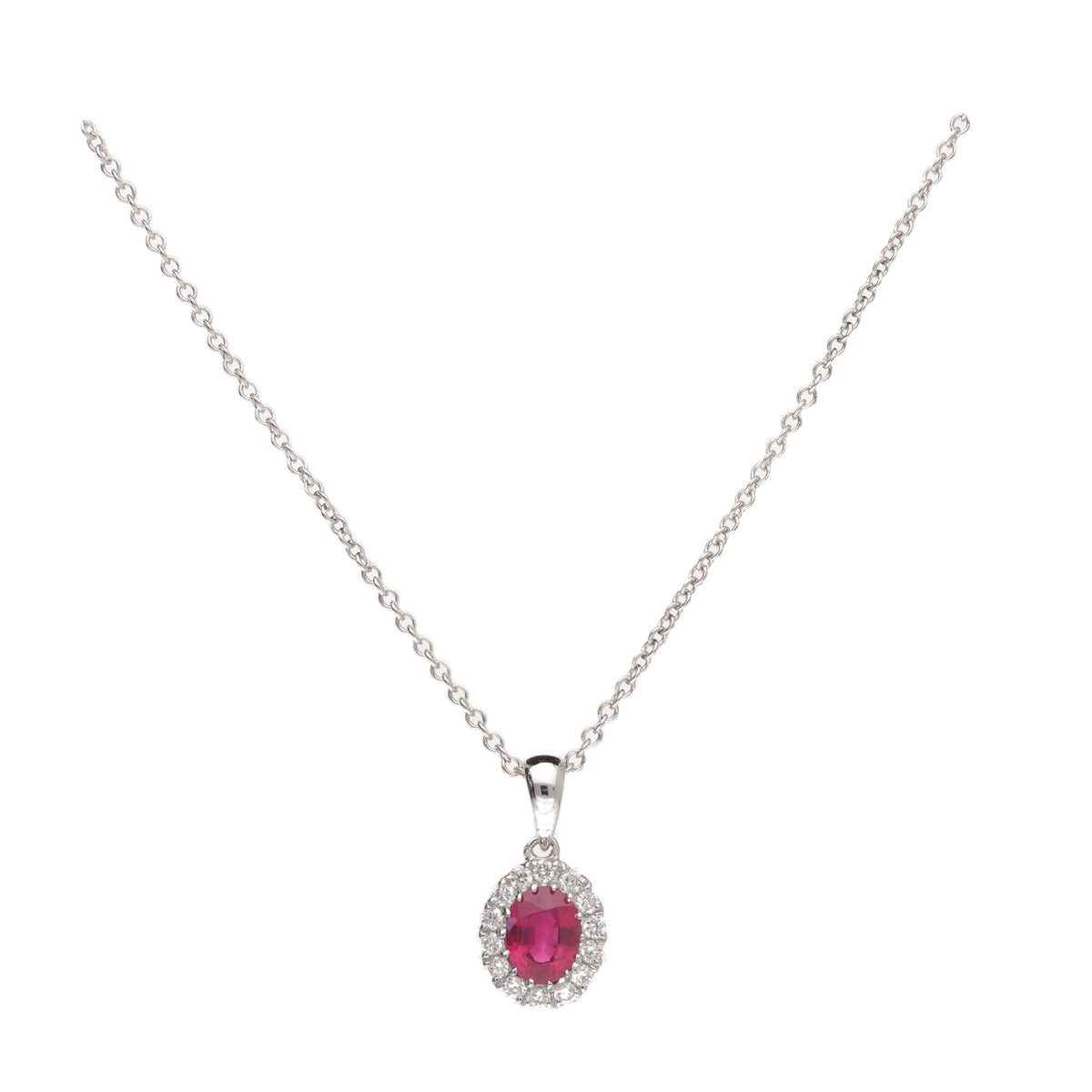 Ruby and Diamond 18ct White Gold Necklace - Michael Jones Jeweller