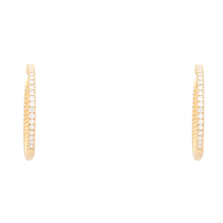 Diamond 0.50ct Rope Twist 18ct Yellow Gold Hoop Earrings - Michael Jones Jeweller