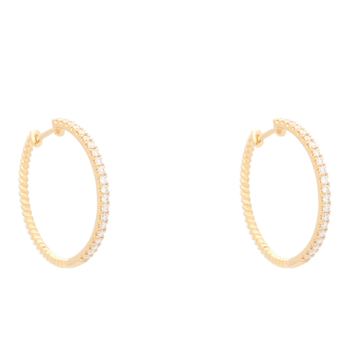 Diamond 0.50ct Rope Twist 18ct Yellow Gold Hoop Earrings - Michael Jones Jeweller