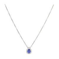 Sapphire and Diamond Pear Shaped 18ct White Gold Pendant - Michael Jones Jeweller