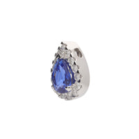 Sapphire and Diamond Pear Shaped 18ct White Gold Pendant - Michael Jones Jeweller