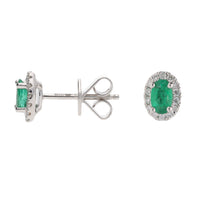 Emerald and Diamond 18ct White Gold Stud Earrings - Michael Jones Jeweller