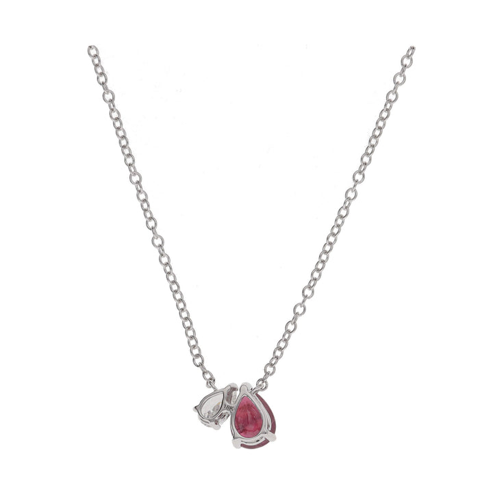 Ruby and Diamond Toi et Moi 18ct White Gold Necklace - Michael Jones Jeweller