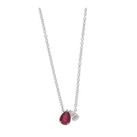 Ruby and Diamond Toi et Moi 18ct White Gold Necklace