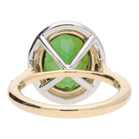 Green Tourmaline and Diamond Oval 18ct Yellow Gold Cluster Ring - Michael Jones Jeweller