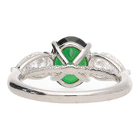Green Tourmaline and Diamond Platinum Florentine Three Stone Ring - Michael Jones Jeweller