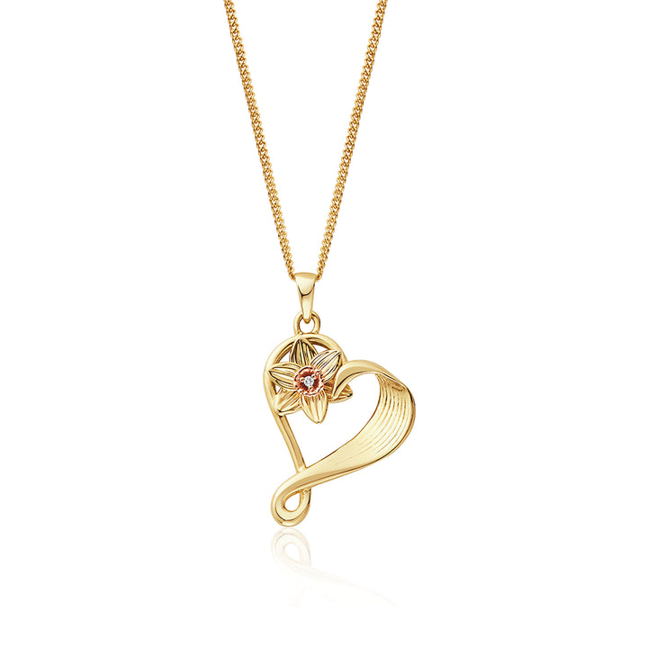 Clogau St Davids Daffodil Heart Diamond Pendant