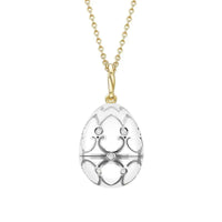 Fabergé Heritage Yellow and White Gold Diamond and Enamel Carved Mother of Pearl Rose Surprise Locket