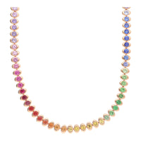 Fabergé Colours of Love Cosmic Curve Rose Gold Rainbow Multicoloured Gemstone Necklace - Michael Jones Jeweller