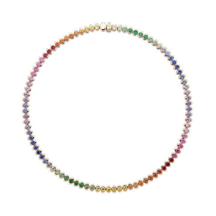 Fabergé Colours of Love Cosmic Curve Rose Gold Rainbow Multicoloured Gemstone Necklace