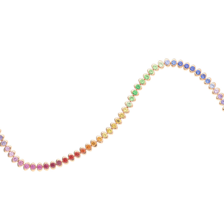 Fabergé Colours of Love Cosmic Curve Rose Gold Rainbow Multicoloured Gemstone Necklace - Michael Jones Jeweller