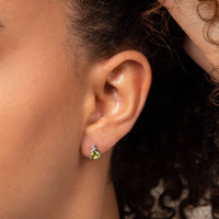 Triangular Peridot and White Topaz 9ct White Gold Stud Earrings