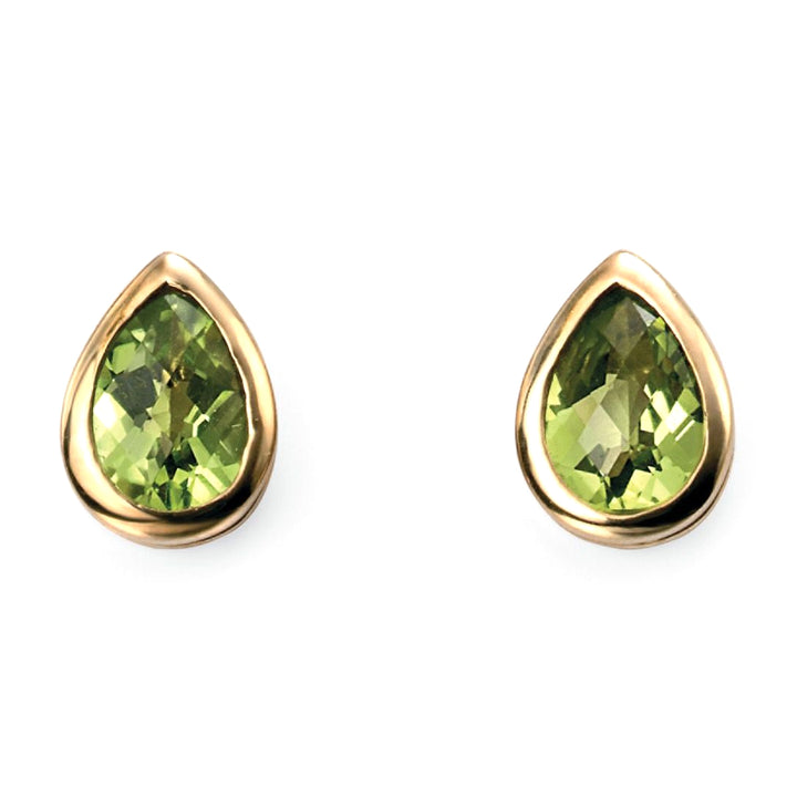 Peridot Pear Shaped 9ct Yellow Gold Collar Set Stud Earrings - Michael Jones Jeweller