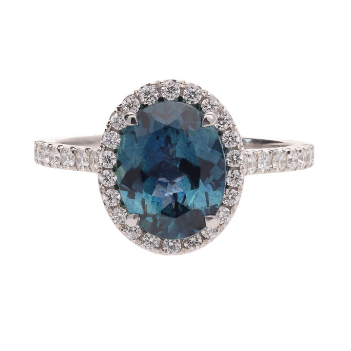 Sapphire and Diamond Pavé 18ct White Gold Ring - Michael Jones Jeweller