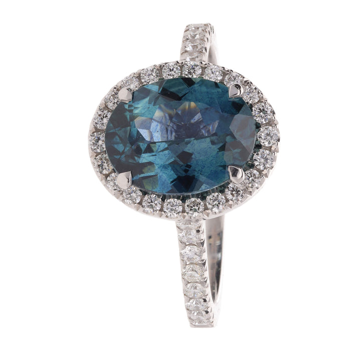 Sapphire and Diamond Pavé 18ct White Gold Ring - Michael Jones Jeweller