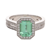 Green Tourmaline and Diamond 18ct White Gold Ring - Michael Jones Jeweller