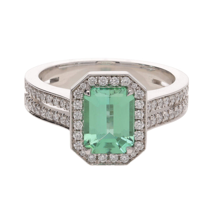 Green Tourmaline and Diamond 18ct White Gold Ring - Michael Jones Jeweller
