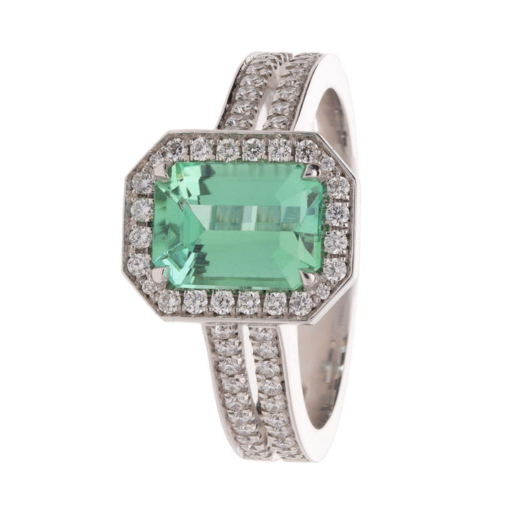 Green Tourmaline and Diamond 18ct White Gold Ring - Michael Jones Jeweller