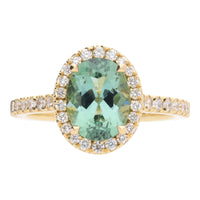 Montana Castel Green Tourmaline and Diamond 18ct Yellow Gold Oval Cluster Ring - Michael Jones Jeweller