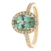 Montana Castel Green Tourmaline and Diamond 18ct Yellow Gold Oval Cluster Ring - Michael Jones Jeweller