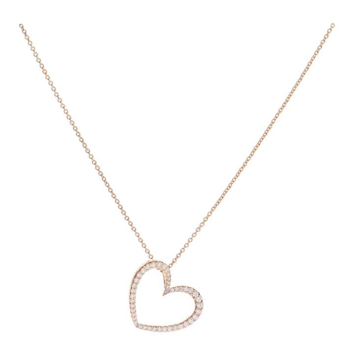 Diamond Open Heart 18ct Rose Gold Necklace