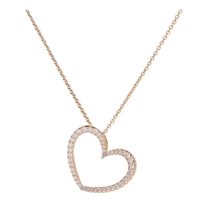 Diamond Open Heart 18ct Rose Gold Necklace - Michael Jones Jeweller