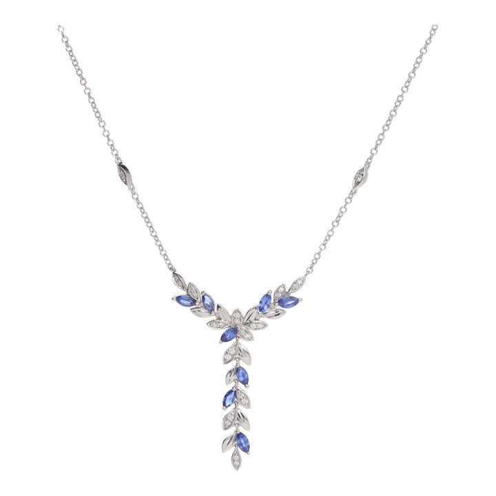 Sapphire and Diamond 9ct White Gold Vine Necklace - Michael Jones Jeweller