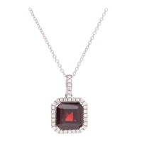Garnet and Diamond 18ct White Gold Cluster Necklace - Michael Jones Jeweller