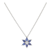 Sapphire and Diamond 18ct White Gold Flower Pendant - Michael Jones Jeweller