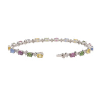 Diamond and Multi-Coloured Sapphire 18ct White Gold Bracelet - Michael Jones Jeweller