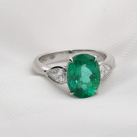 Emerald and Diamond Platinum Ring - Michael Jones Jeweller