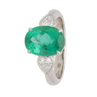 Emerald and Diamond Platinum Ring - Michael Jones Jeweller