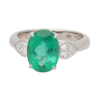 Emerald and Diamond Platinum Ring - Michael Jones Jeweller
