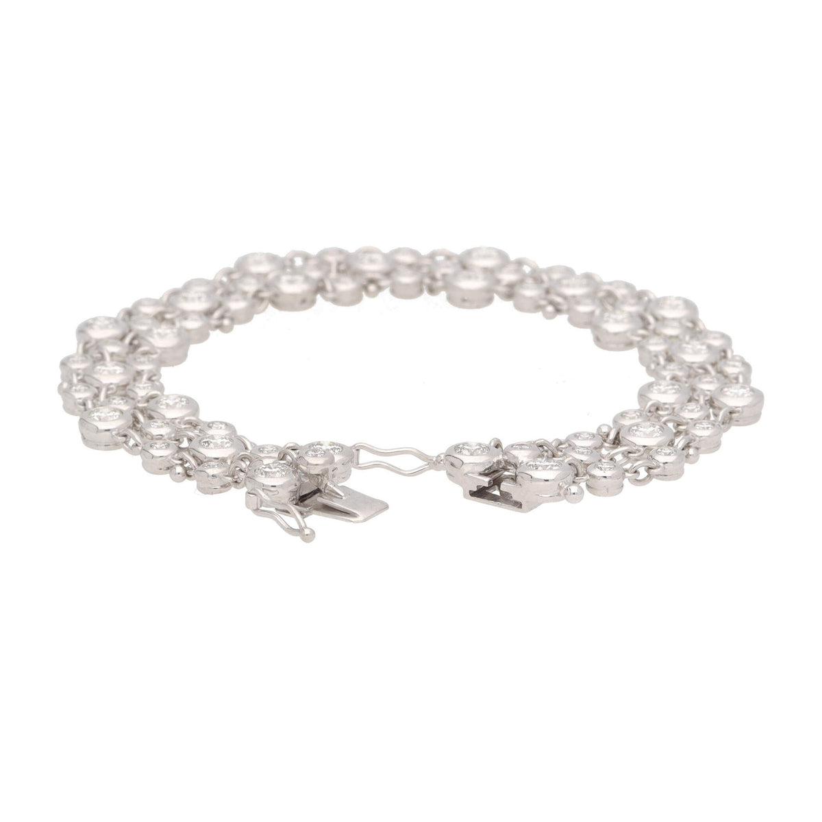 Diamond Three Strand 18ct White Gold Bracelet - Michael Jones Jeweller