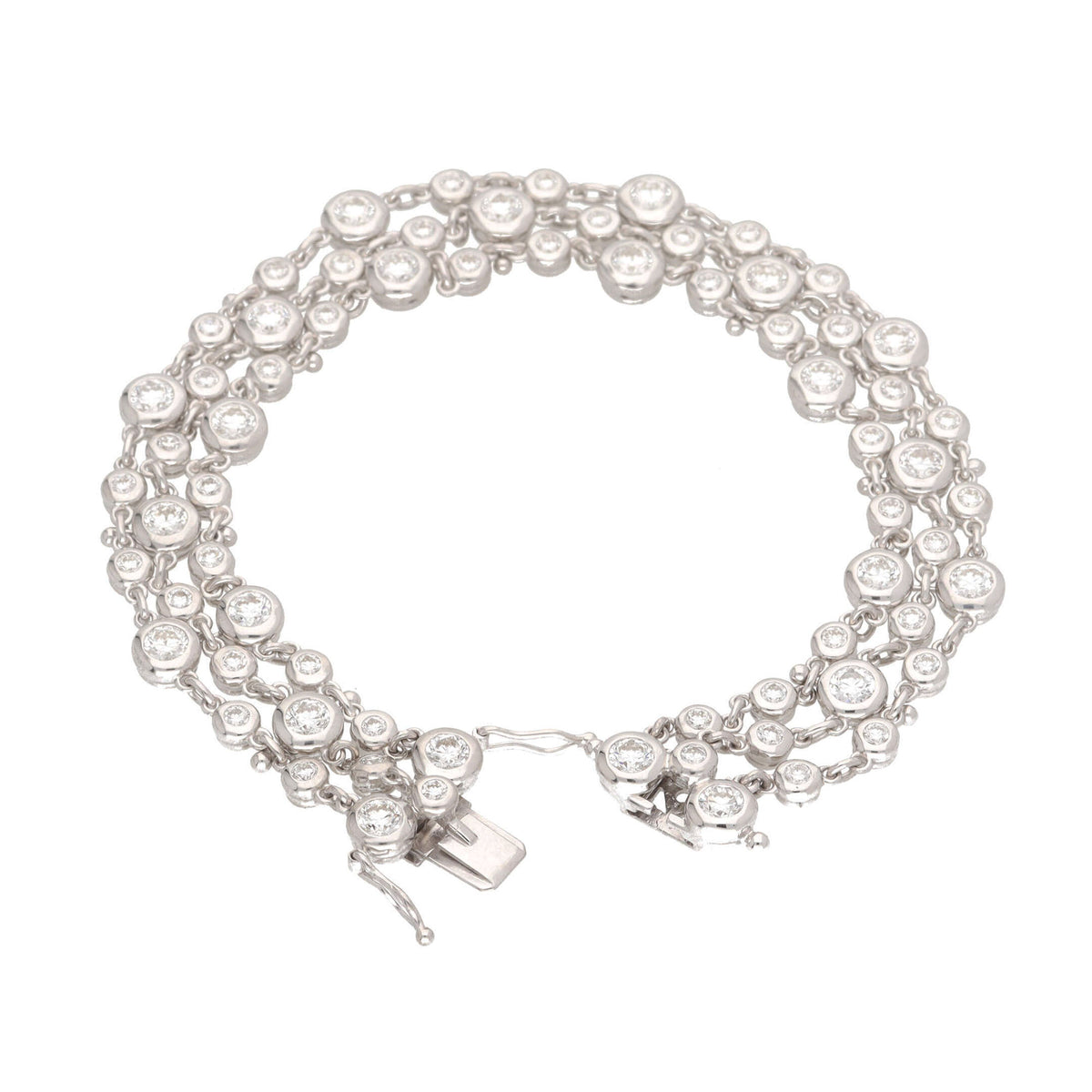 Diamond Three Strand 18ct White Gold Bracelet - Michael Jones Jeweller