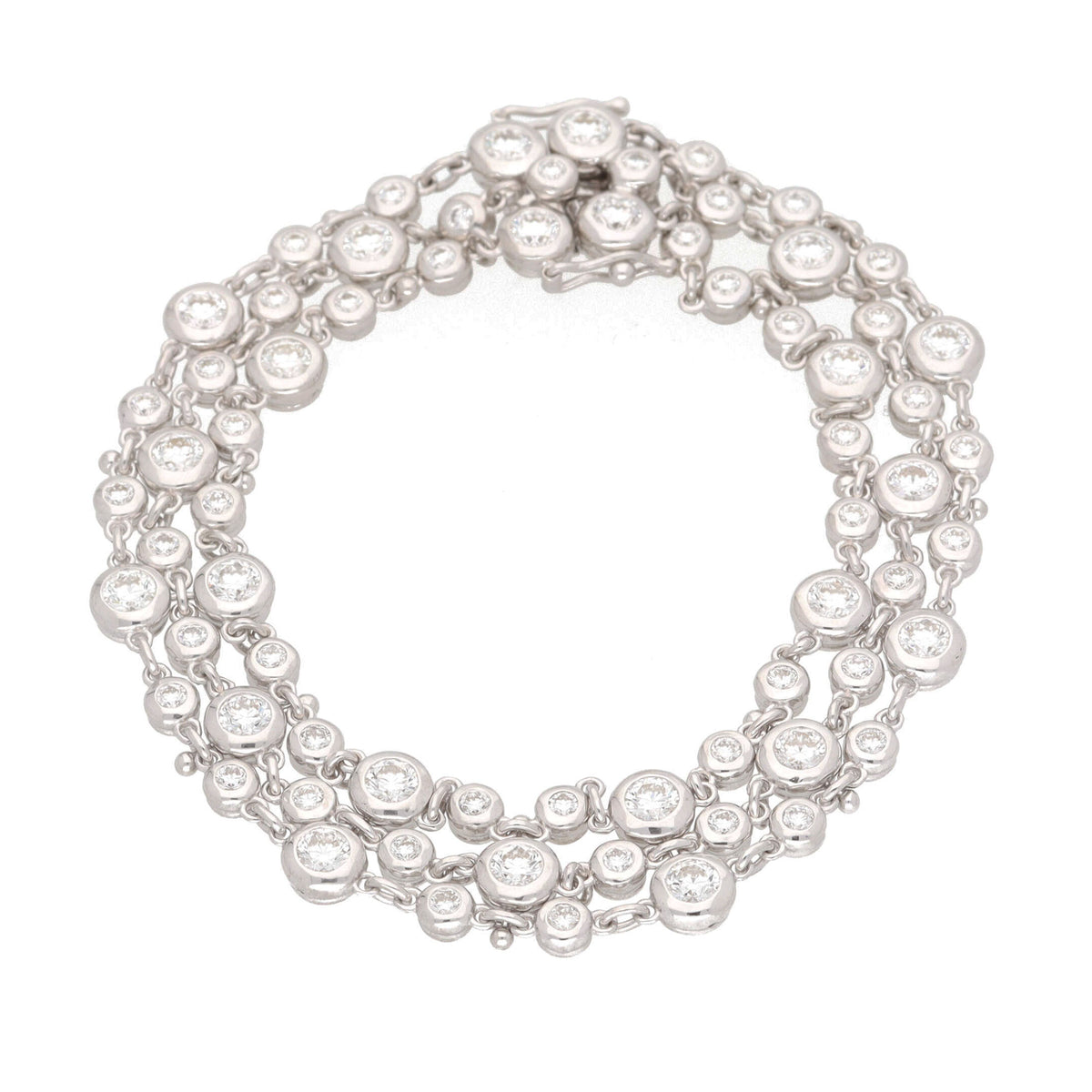 Diamond Three Strand 18ct White Gold Bracelet - Michael Jones Jeweller