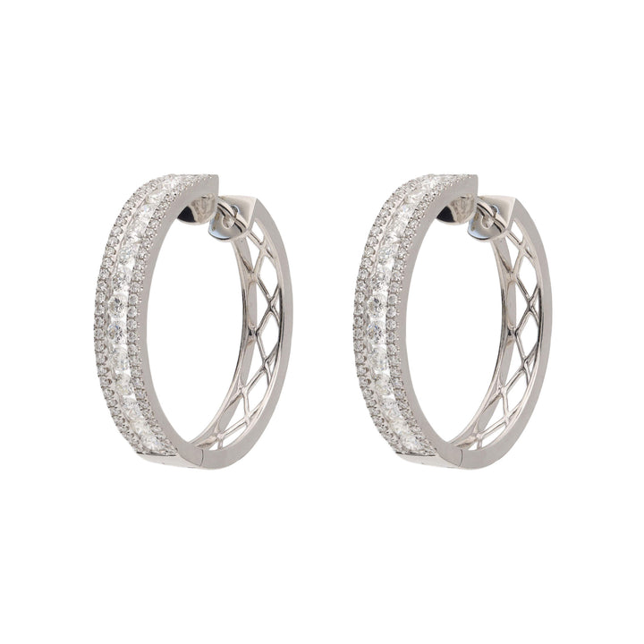 Diamond 1.83ct 18ct White Gold Hoop Earrings - Michael Jones Jeweller