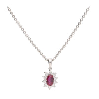 Ruby and Diamond 18ct White Gold Cluster Pendant - Michael Jones Jeweller