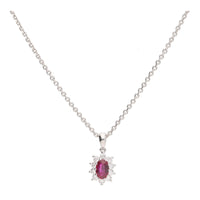 Ruby and Diamond 18ct White Gold Cluster Pendant - Michael Jones Jeweller