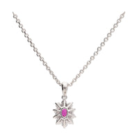 Ruby and Diamond 18ct White Gold Cluster Pendant - Michael Jones Jeweller