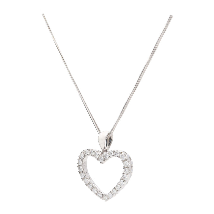 Open Heart Diamond 0.40ct 18ct White Gold Pendant - Michael Jones Jeweller