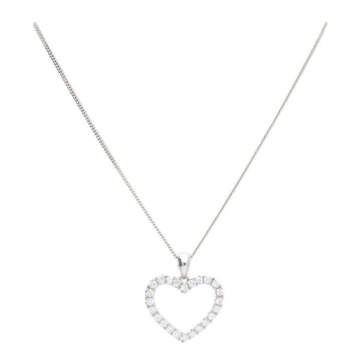 Open Heart Diamond 0.40ct 18ct White Gold Pendant - Michael Jones Jeweller