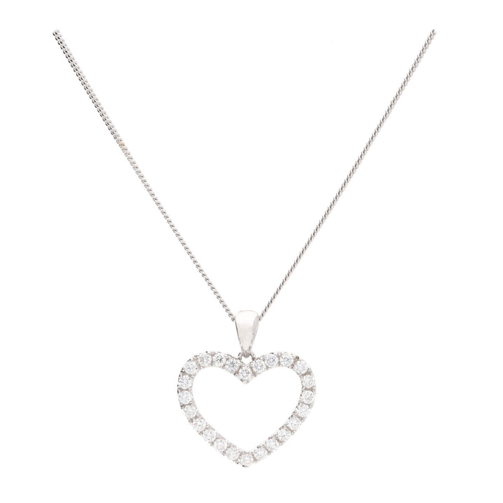 Open Heart Diamond 0.40ct 18ct White Gold Pendant - Michael Jones Jeweller